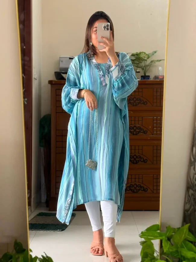 WhatsApp Image 2026-08-16 at 11.37.53 PM Sage Stripe Premium Slub Cotton Kaftan