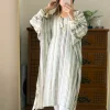 Kaftan 3 Sage Stripe Premium Slub Cotton Kaftan